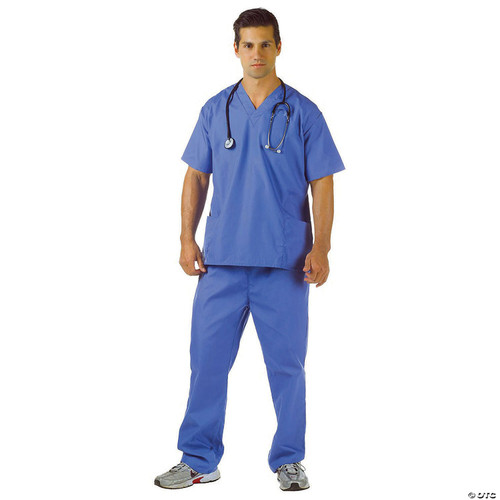 Underwraps Men's Hospital Scrubs, Blue, One Size Costume