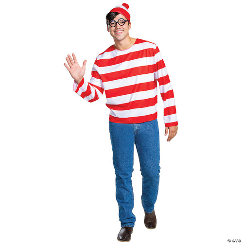 Disguise Men's Wheres Halloween, Official Adult Waldo Costume Set with Shirt and