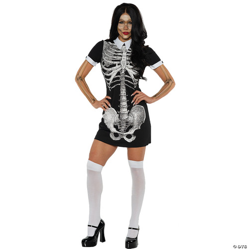Underwraps Women's Sexy Skeleton Costume Dress-Boneyard, Black and White, Medium