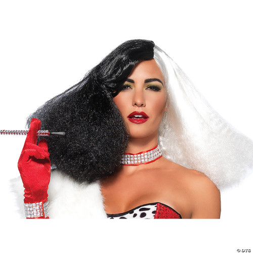 Leg Avenue Women's Diva Disco Costume Wig, Black/White, One Size - One Size Fits