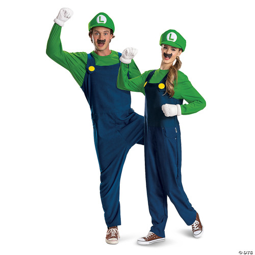 Luigi Costume, Official Super Mario Adult Unisex Costume and Accessories,