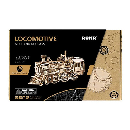 HRP Robotime Mechanical Wood Models; Steam Locomotive - With Wind-Up