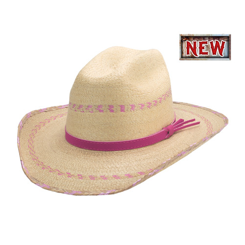 Bullhide Kids Straw Hats Roseville Cowboy Natural Pink Hat In Size Elastic Osfm
