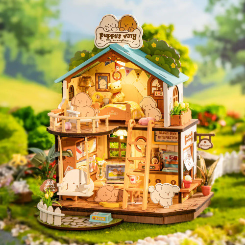 HRP Robotime Puppy'S Cozy Villa Diy Miniature House