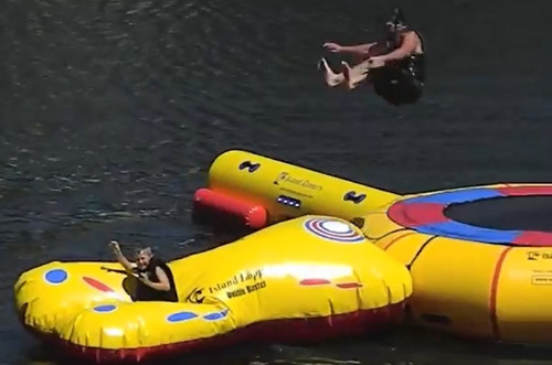 Island Hopper Double Blaster Attachment For Water Trampoline - Twice The Fun