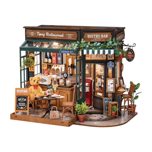 HRP Robotime Tipsy Restaurant Diy Miniature House