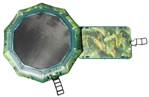 Island Hopper 15’ Water Bouncer Lakeside Water Park with 1 Lakeside Platform/Slide