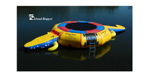 Island Hopper 15' Gator Water Park Water Trampoline W/ Gator Head & Tail Slides
