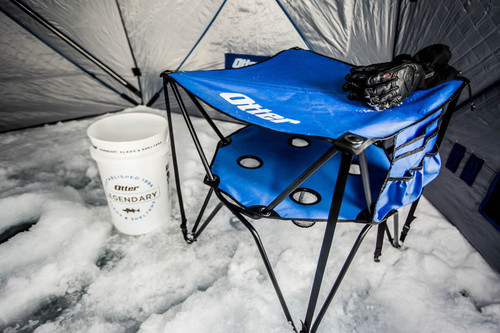 Otter Deluxe Double Decker Table for Ice Fishing, Pockets & 4 Cupholders