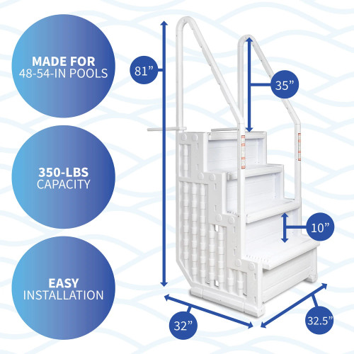 Bluewave Easy Pool Step For Use With 48-In To 54-In Deep Above Ground Pools