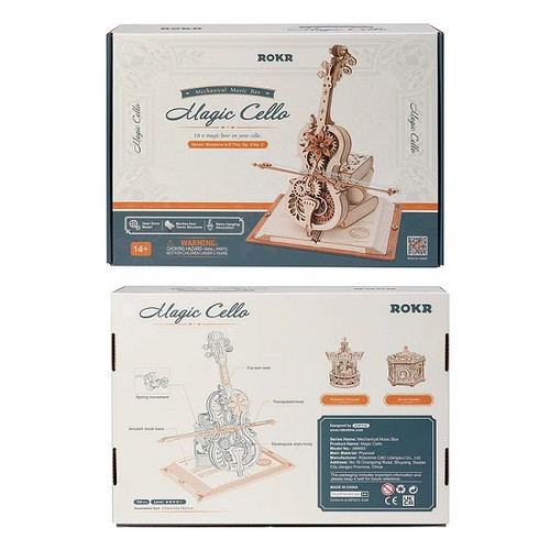 HRP Robotime Rokr Magic Cello Mechanical Music Box 3D Wooden Puzzle