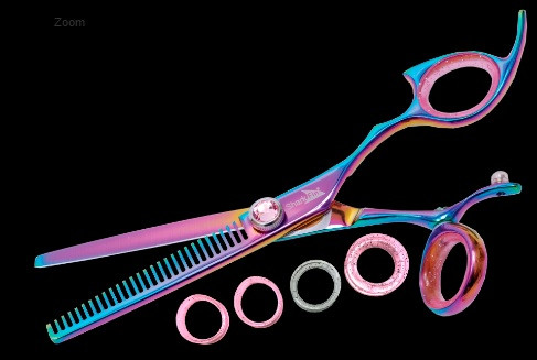 Sharkfin Shears Professional Right Hand Swivel Rainbow 28 Tooth Thinner