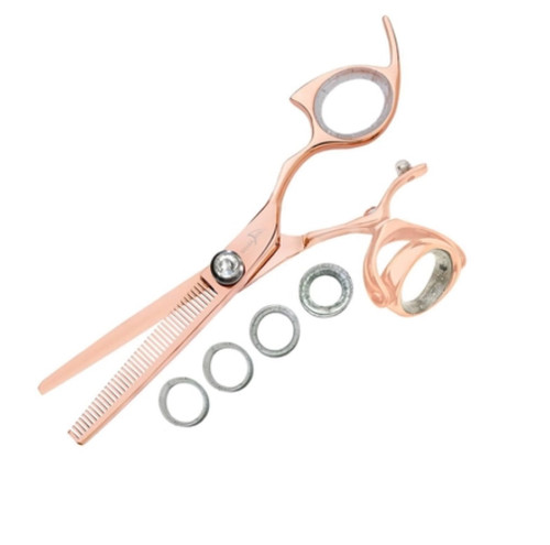Sharkfin Shears Professional Right Handed Super Swivel ROSE GOLD 28Tooth Thinner