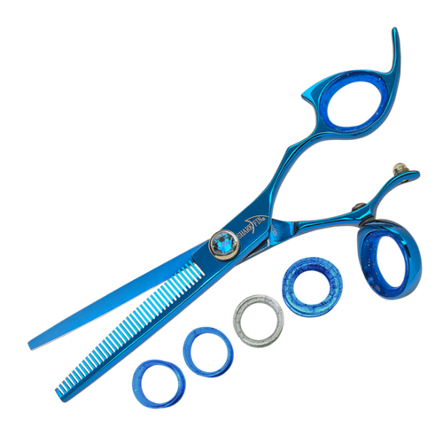 Sharkfin Shear Professional Right Handed Swivel BLUE 40 Tooth Blender