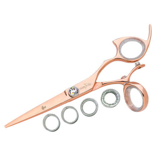 Sharkfin Shears Professional Right Handed Swivel ROSE GOLD/BLACK 6.25" Scissors