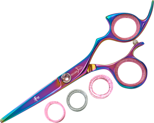 Sharkfin Shears Professional Plus Right Handed Non-Swivel RAINBOW 5.5" Scissors