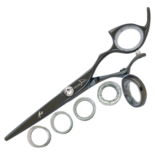 Sharkfin Shears Professional Plus Right Handed Swivel BLACK 6.25" Scissors