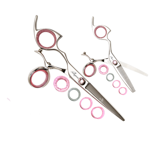 Sharkfin Breast Cancer Awareness Swivel Stainless 6.25 Shear & 30T Set Left Hand