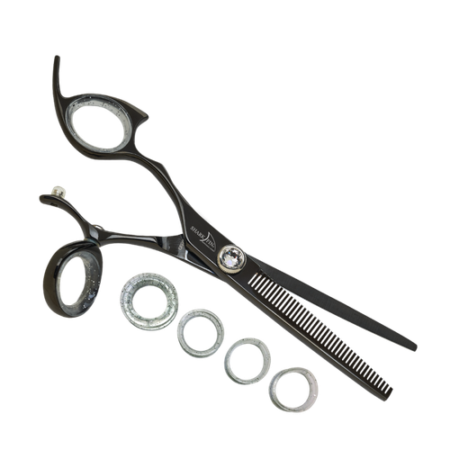 Sharkfin Shears Professional Left Handed Swivel Black 40 Tooth Blender