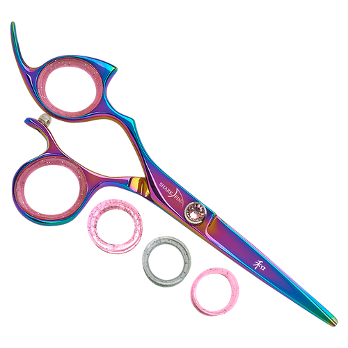 Sharkfin Shears Professional Plus Left Hand Non-Swivel Rainbow 7.0" Scissors