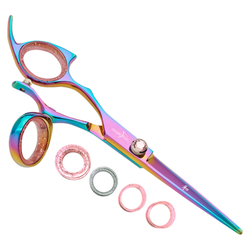 Sharkfin Shears Professional Plus Left Hand Swivel Rainbow 5.0" Scissors