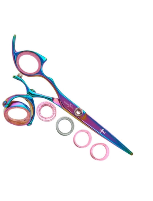 Sharkfin Shears Professional Plus Left Hand Super Swivel Rainbow 6.25" Scissors