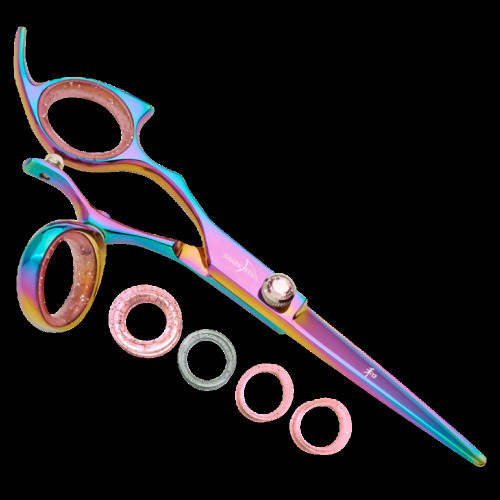 Sharkfin Shears Professional Left Handed Swivel Rainbow 6.25" Scissors