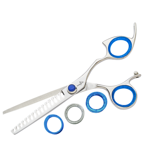 Sharkfin Shears Professional Left Handed Swivel STAINLESS 15 Tooth Texturizer