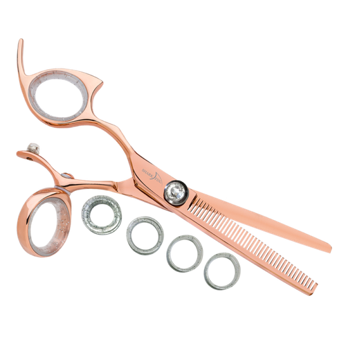 Sharkfin Shears Professional Left Handed Swivel Rose Gold 40 Tooth Blender