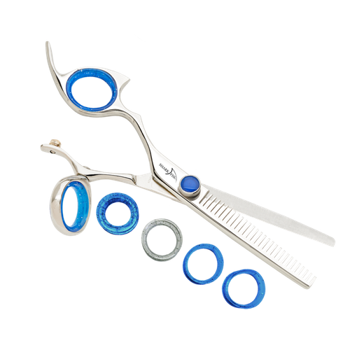 Sharkfin Shears Professional Left Handed Swivel STAINLESS 28 Tooth Thinner