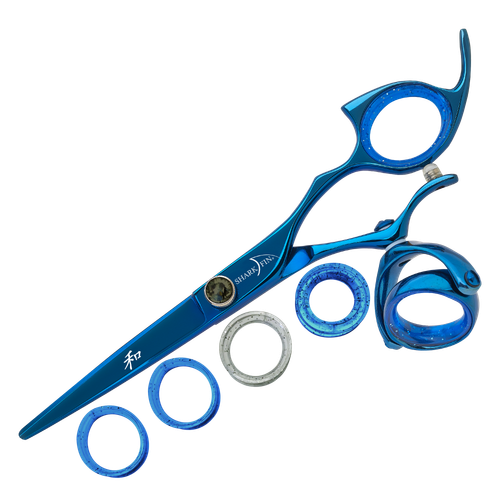 Sharkfin Shears Professional Right Handed Super Swivel BLUE 6.25" Scissors