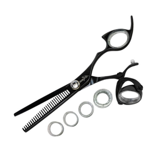 Sharkfin Shears Professional Right Handed Super Swivel BLACK 28 Tooth Thinner
