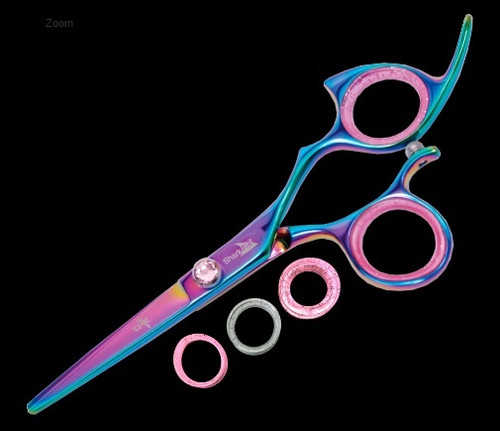 Sharkfin Shears Professional Right Handed Non-Swivel Rainbow 5.5" Scissors