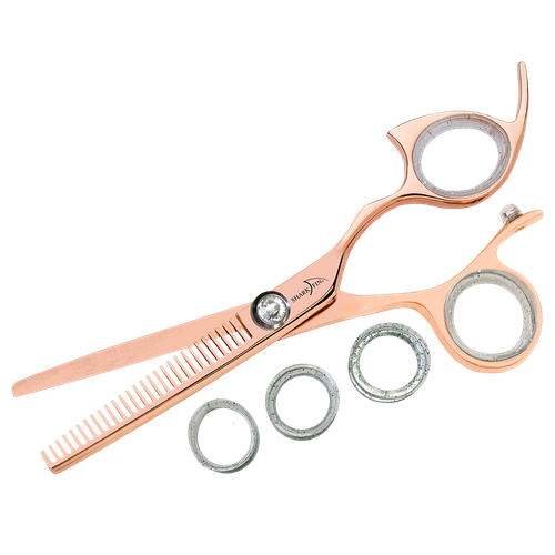 Sharkfin Shears Professional Right Handed Non-Swivel ROSE GOLD 30 Tooth Thinner