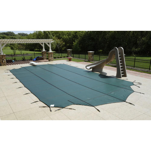 Blue 12-Year Mesh Safety Cover For 20' x 40' Rect Pool With Center End Step