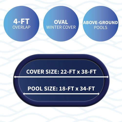 Blue Wave WC832-4 Above-Ground 12 Year Winter Cover For 18' x 34' Oval Pool