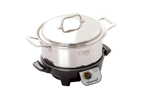 360 Cookware 4 Quart Stainless Steel Stock Pot With Cover / Slow Cooker