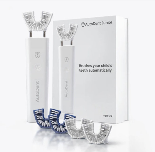 AutoDent Junior Starter Kit Plus 4 Extra Brush Heads - The Robotic Toothbrush Designed for Kids Ages 6-12