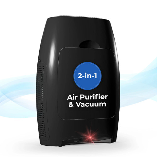 EyeVac Air 2-in-1 Touchless Vacuum and HEPA Air Purifier in Black with Black Canister