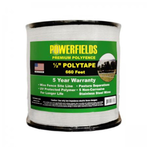 Powerfields Ew5-660 White Polytape 1 / 2" x 660' Powerfields