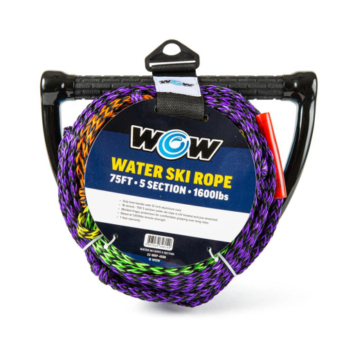 Wow Wakeboard 75' Water Ski And Wakesurf 5-Section Towing Rope