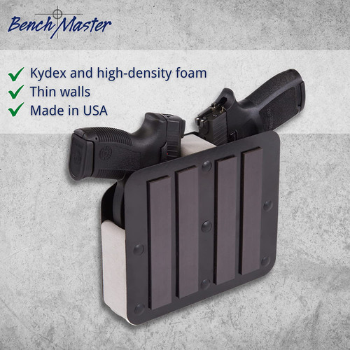 New Pro Ears Benchmaster Two Pistol Handgun Safe Storage Rack Magnetic Strip