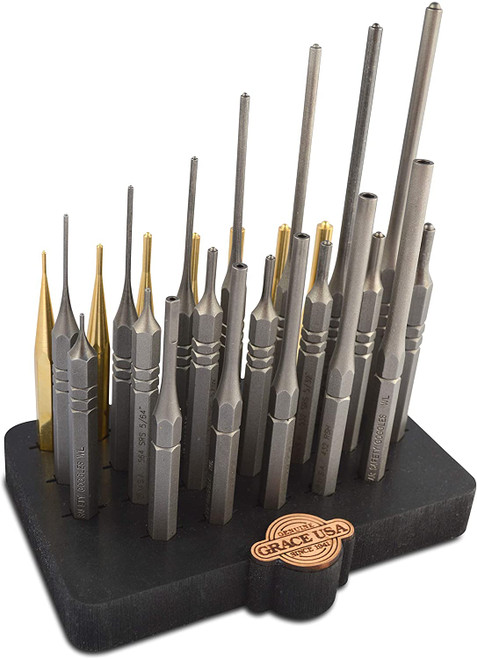 New Pro Ears Grace Usa 27Pc Gunsmith Steel & Brass Roll Pin Spring Punch Set