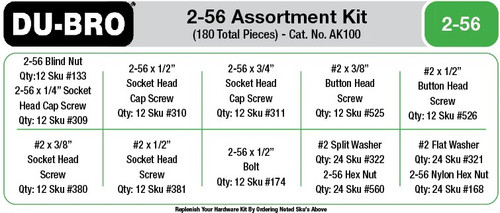 HRP Dubro 2-56 Hardware Assortment Kit 180Pcs