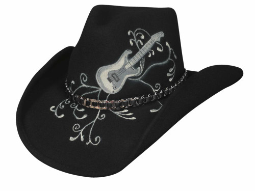 NEW Bullhide Hats 0552Bl Rock 'N' Roll Legend Medium Black Cowboy Hat
