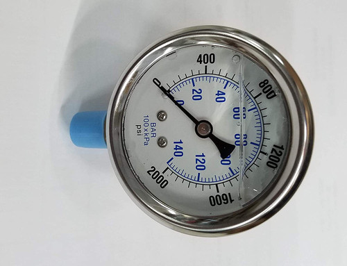 AR Blue Clean Range 0-2000 Psi Washers 2000 Max Stainless Steel Pressure Gauge