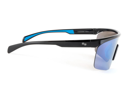 New Sundog Men's Maverick Shiny Black Frame Grey-Icy Blue Mirror Sunglasses