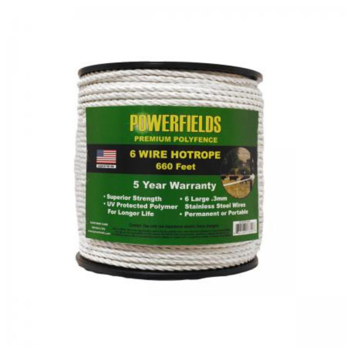 Powerfields Ewhr-660 Poly 1 / 4" Hot Rope 660' Powerfields