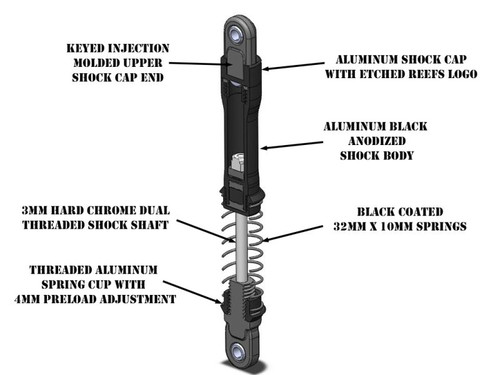 HRP Reef'S Rc Xp Aluminum Shocks 90Mm 2Pk