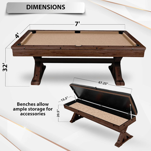 FreeTime Fun 7' Rockford Multi-Game Table with Benches in Espresso